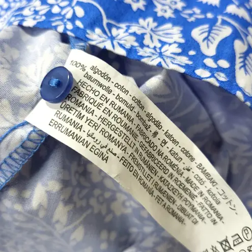 ZARA NWT  Cotton Floral Print Ruffle Short Sleeve Mini Dress in Blue/White - Image 13