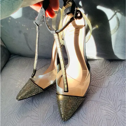 Dressy clear vinyl/sequin pumps🌟🌟🌟 Black Size 7