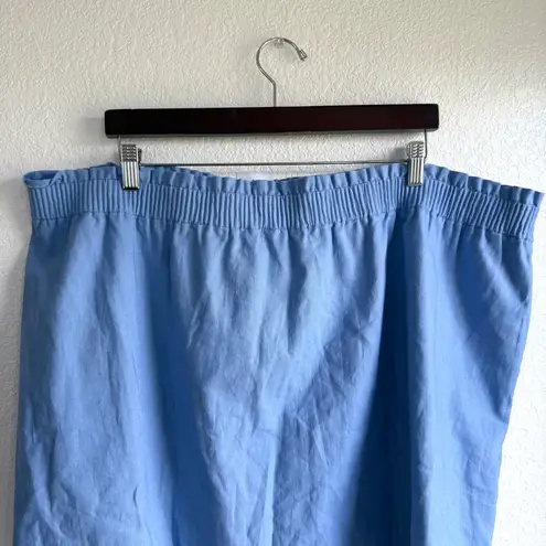 NWT J Crew Womens Skirt Light Blue Linen Pull On Scalloped Hem Plus Size 24