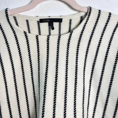 Maje Women’s Cream Black Striped Wool Blend Long Sleeve Top Size 1 (Smal