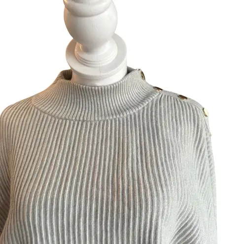 Tahari Gray Cowl Neck Sweater with Ribbed Texture