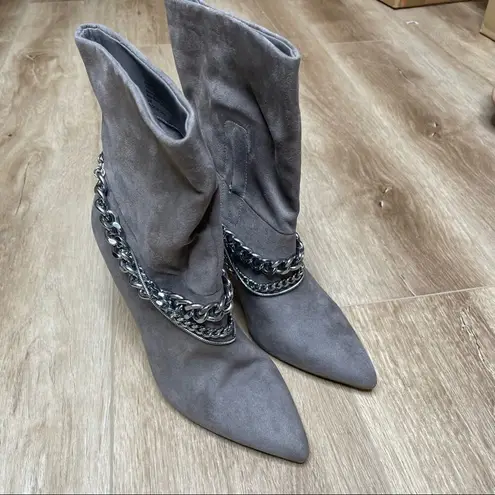 INC International Concepts Women's Taupe Stiletto Reanna Chain Dress Boots sz 5