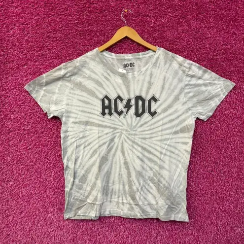 AC/DC Bedazzled Spell-Out Logo Hard Rock Band Tie Dye Tee XL