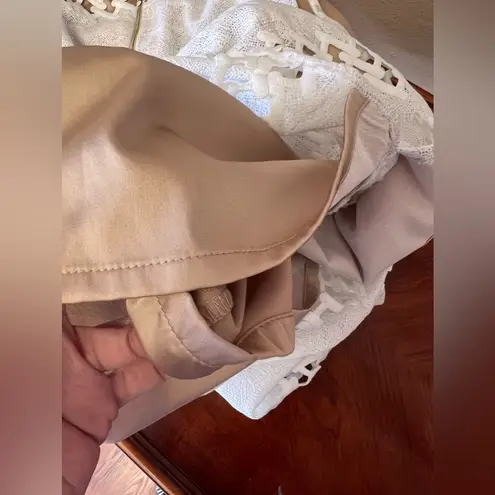 Alberto Makali Albert Makali Cream Off The Shoulder Sheer Lace Dress Size 6