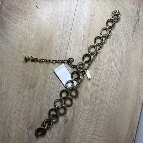 Gold Chain Belt Rhinestone Circle Link Statement Dark Glam Punk Rock Size L/XL