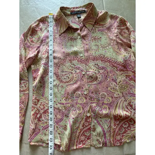 Ellen Tracy Vintage Ellen Tracy Silk Blouse Womens 12P Pink Paisley Luxury Career 90s
