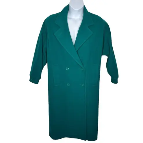 Vintage Mackintosh Wool Coat Size 6 | Teal Green Double Breasted Trench Overcoat Blue