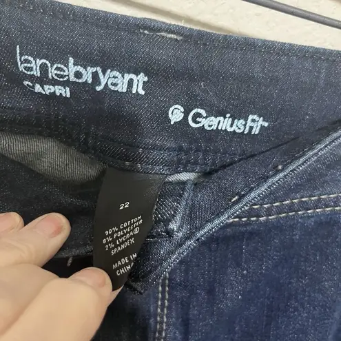 Lane Bryant  Size 22 Capri Crop Jeans Genius Fit Blue Cotton Stretch Cuffed