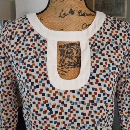 Molly Bracken Cream and Multicolored Grid Print Dress