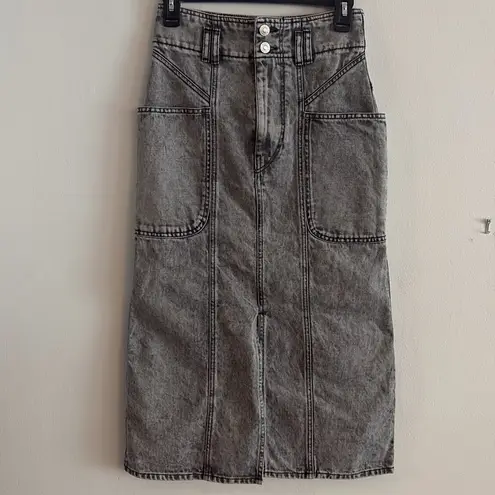 Isabel Marant Étoile Toria Denim Midi Jean Skirt in Washed Gray Size FR 34 NWT