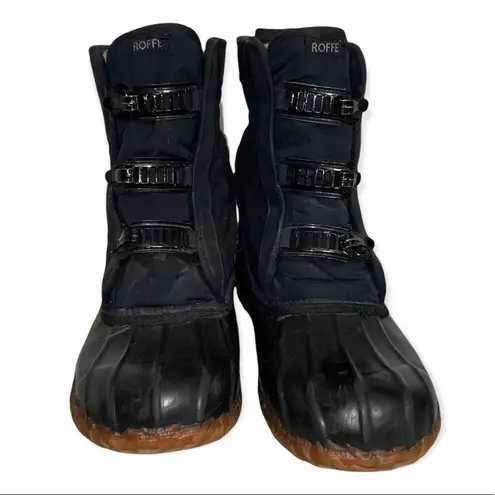 Roffe Vintage Black Low Removable Fur Lined Winter Rain Duck Boots Size 7
