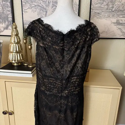 Tadashi Shoji Black Lace Dress Size 16 Formal Cocktail