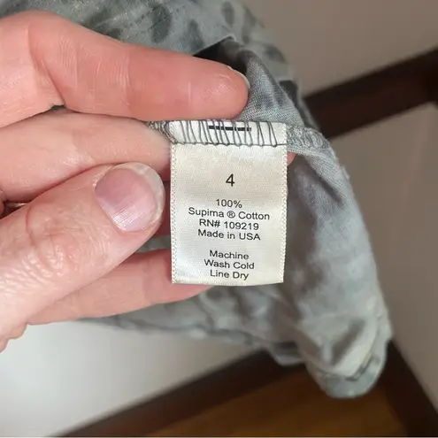 Marika Charles Y2K Fitted Grey Long Sleeve Graphic Tee Supima Cotton Silver Size 4