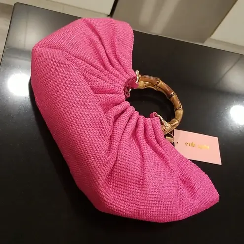Cult Gaia ππ Banu Mini Tote Bag Raffia Half Moon ~ Qajar Rose Pink NWT