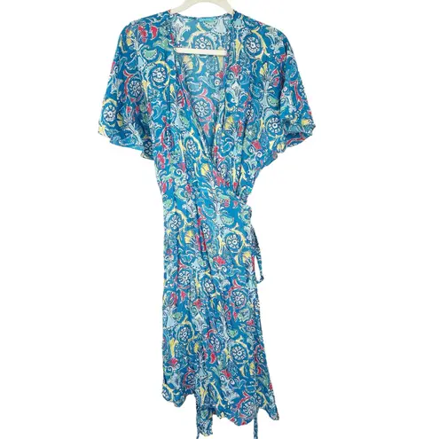 J. McLaughlin Womens Modal Silk Blend Bells Beach Neo Sanibel Wrap Dress Size S