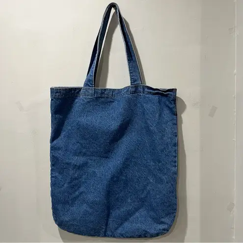 Tyca Large Denim Tote Bag Memphis Blues Embossed Denim Med Blue 19" x 21.5"