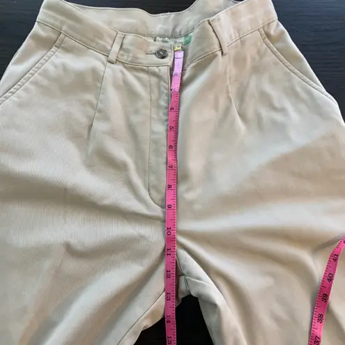 LL Bean Khaki Cotton Flannel Lined Pants Women 10 Petite Warm Preppy Retro Basic Tan Size 10P