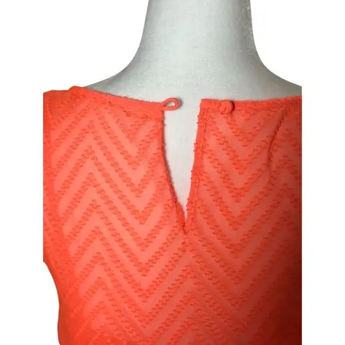 J.Crew Neon Orange Sleeveless chiffon Womens 4 Mini Dress in zigzag Beach Style