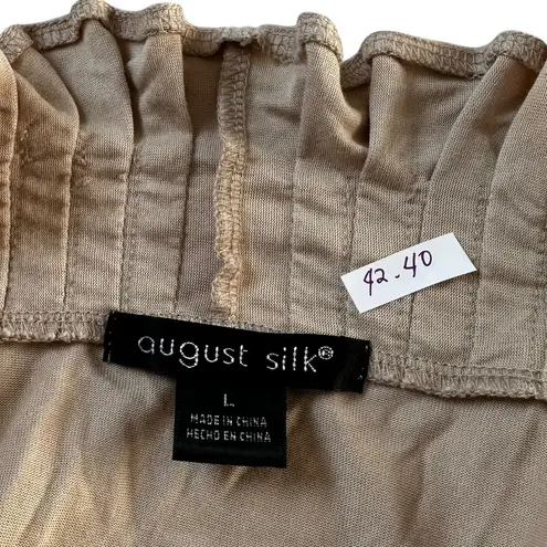 August Silk Khaki Ruffles Cardigan Women's Sweater Size Large | 42-40