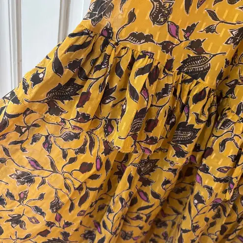 Ulla Johnson Ulla Johnson Dania Ruffled Midi Dress Handkerchief Hem Gold Size 8 Medium