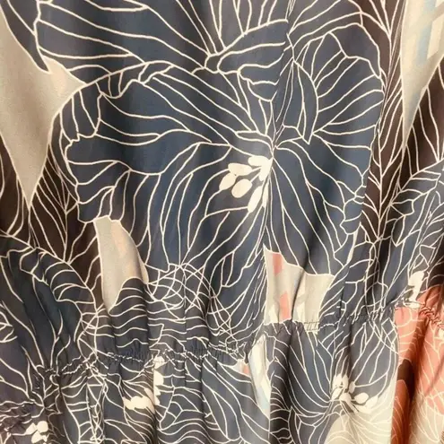 Pink Martini | Floral Sleeveless Midi Dress Navy Multi Boho Resort Size L | EUC