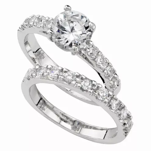 Charter Club Sliver Cubic Zirconia ring set size 6
