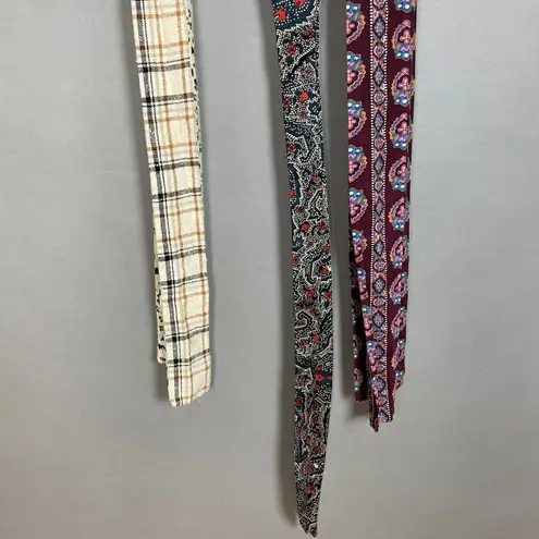 Vintage 70s Chessa Davis Belt Set of 3 Belts Retro Tie Fabric Women Floral Plaid Blue