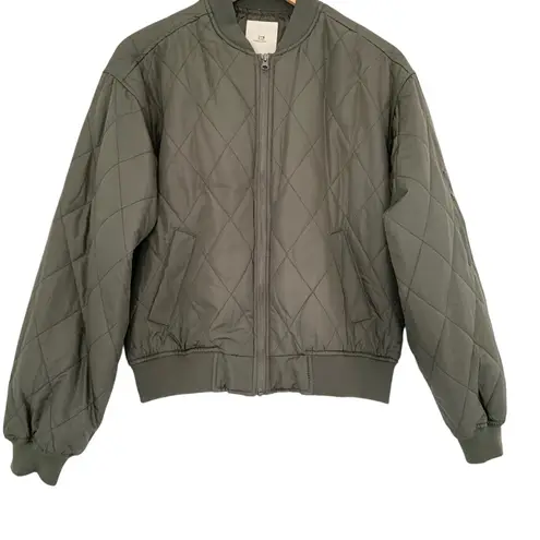 Thread & Supply Olive Green Quilted Bomber Jacket Women Size Extra Small NEW XS