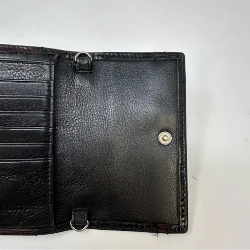 Brighton  Croc Embossed‎ Two-tone Tri Fold Wallet Black Brown thumbnail 8