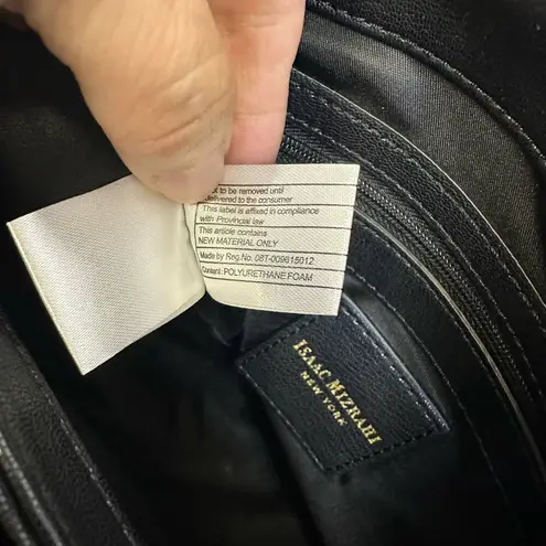 Isaac Mizrahi New York White & Black Pebbled Leather Handbag with Gold Hardware