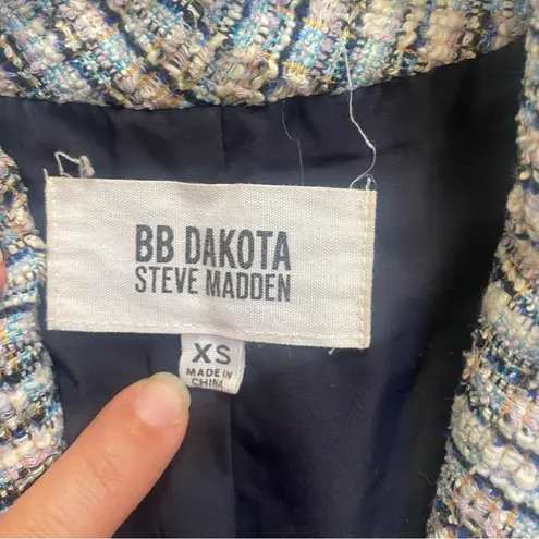 BB Dakota Steve Madden Tweed Knit Blazer Workwear Size XSmall Blue