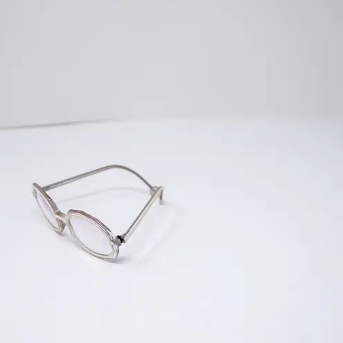 L.A. Eyeworks Lunch Box Octagon Sculptural Round Clear Rims Reading Glasses