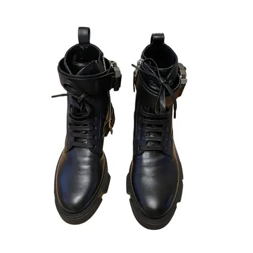 Givenchy NEW Terra 4G Buckle Combat Boot Women Size 10B Lug Sole Black Leather