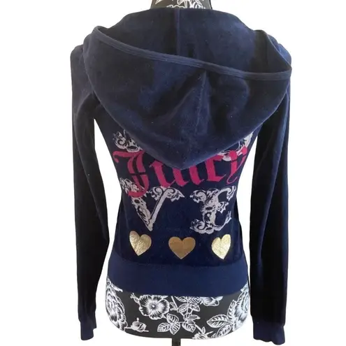 Juicy Couture  Velour Tracksuit Jacket Hoodie Sweatshirt Bling Embellished