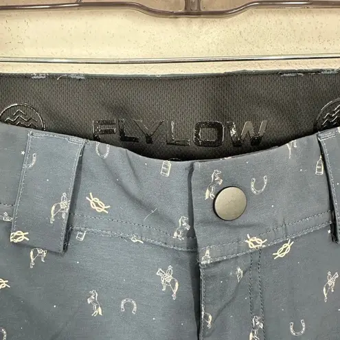 Flylow Women's Tia Shorts Night Blue Horse Horseshoe Print Size 4 Athletic Short