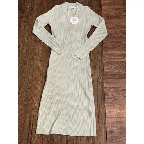 Petal and Pup Petal And Pup Ribbed Backless Sweater Dress Mint Green Size Small Mock Neck