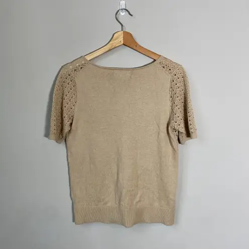 Banana Republic  Women's Small Short Sleeve Organic Cotton Pointelle Sweater Sand