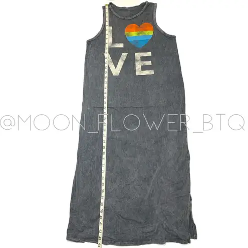 Mineral Wash Rainbow LOVE Tank Top Dress Gray