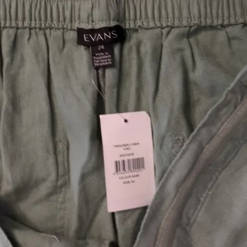 Evans Sage Viscose Linen Blend Trouser Pants Size 24 Green