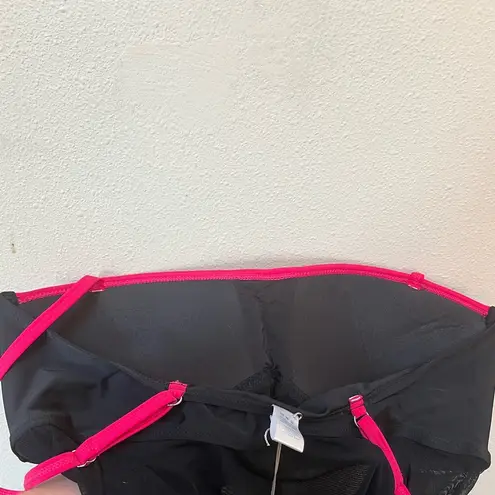 Tropical Escape Women's Semi Sheer Black Mesh Split Tankini Swim Top Size 10