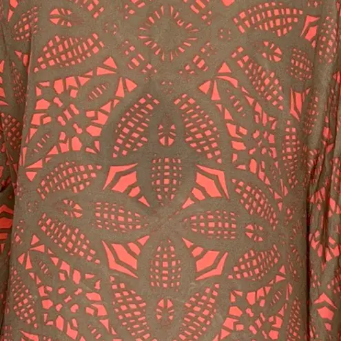 Addison Shirt Women XS Brown‎ Orange Geometric Silk Batwing Blouse Boho Hippie Brown