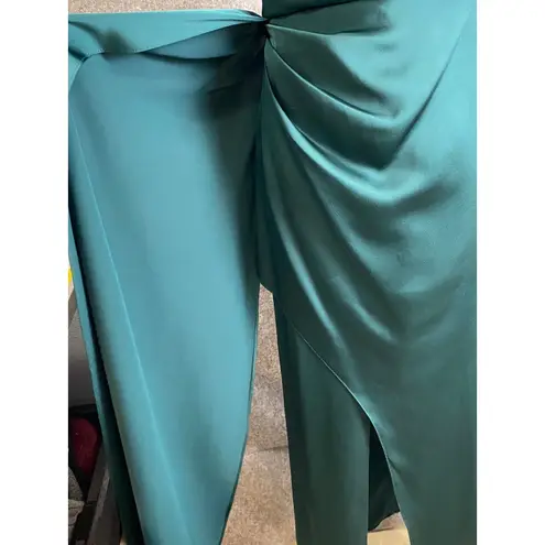 Azazie One Shoulder Emerald Green Formal Gown Bridesmaid Dress Size C