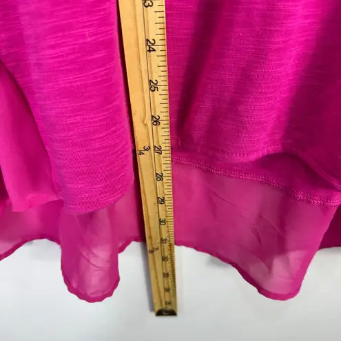 Adrienne Vittadini Womens Tank Top XXL Pink Sheer Hem Barbiecore Romantic Resort