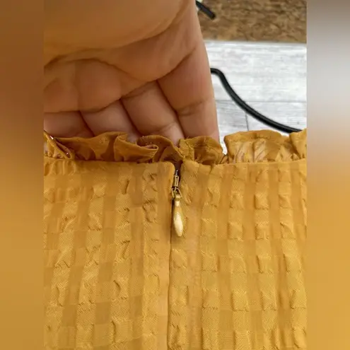 Rachel Parcell Mustard Yellow Ruffled Tiered Long Sleeve Maxi Dress Textured