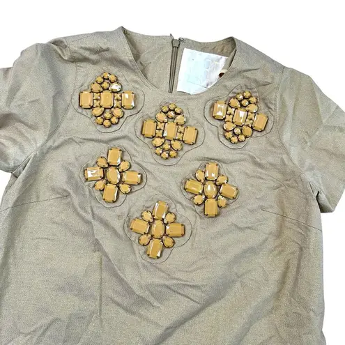 KARTA Shift Dress Gold Metallic Chunky Beads Short Medium Party Glam