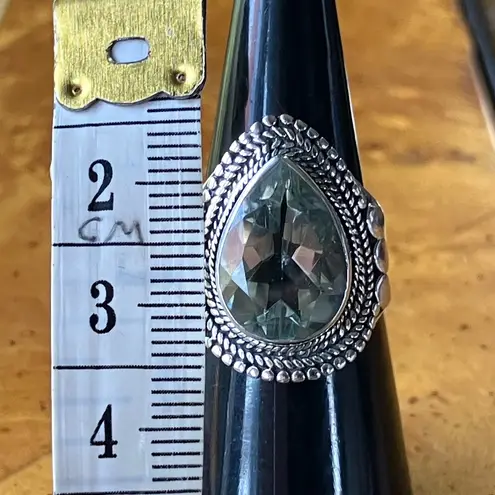 Natural Prasiolite Green Amethyst Sterling Silver Ring Size 6
