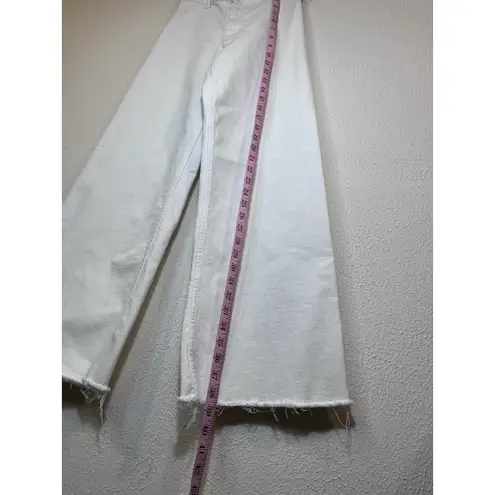 ZARA  Jeans Womens 2 White The Marine Straight Wide Leg Frayed Hem High Rise