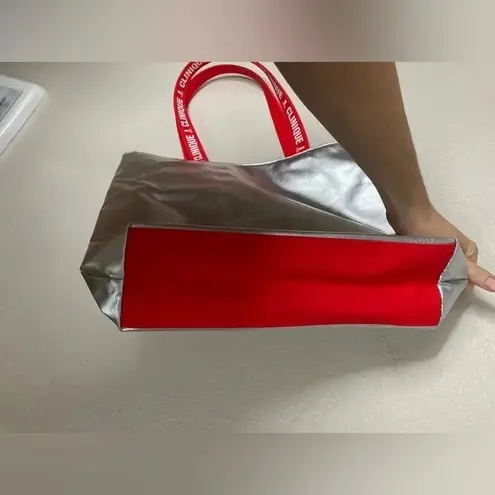 Clinique NWOT Silver Metallic Tote Bag