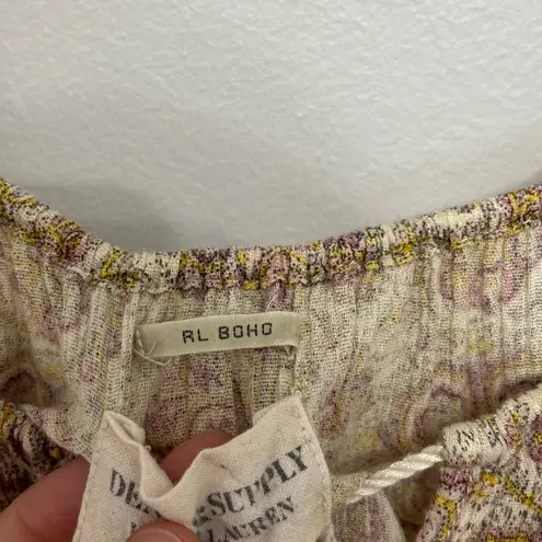 Denim & Supply Ralph Lauren Paisley Boho Tassel Tie Blouse - Size L