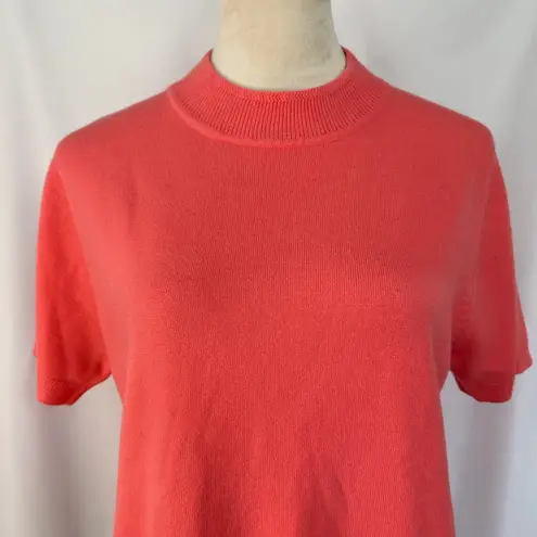 Sag Harbor Mock Neck Short Sleeve Knit Top Coral Casual Women Large